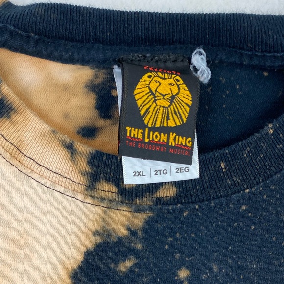 The Lion King Mens Tee Broadway Musical 2XL Black Bleach Tie Dye Custom Disney - Picture 2 of 6